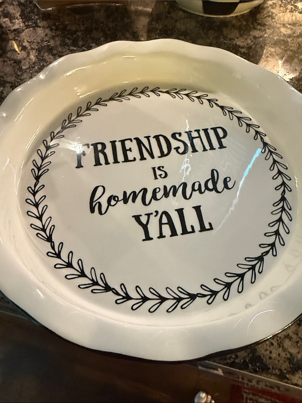 Paula Dean. Large pie Friendship Is Homemade Y'All Decorative White Plate